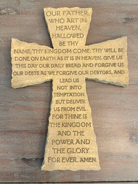 Our Father-The Lord's Prayer 11" x 8" Resin Cross Decorative Preowned